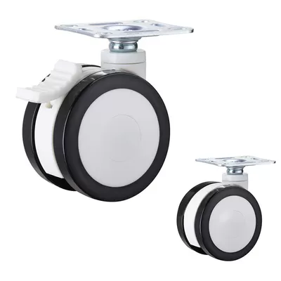 Medical Casters - 80kg Loading 4inch PU Medical Casters With Threaded Stem For ICU Beds