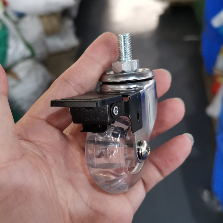 2 Inch Clear Polyurethane Casters Transparent Chair Wheels With Brake - Furniture Casters