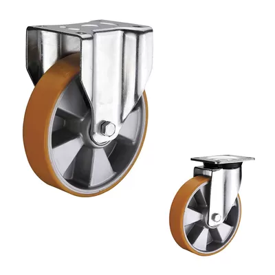 ISO9001 500kg Loading 8 Inch Polyurethane Industrial Wheels With Aluminium Core