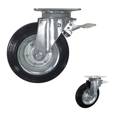 150kg Loading Black Rubber Casters - Light Duty Casters