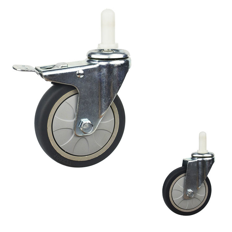 Light Duty Casters - 100mm TPR Trolley Wheels Heavy Duty With Square Stem