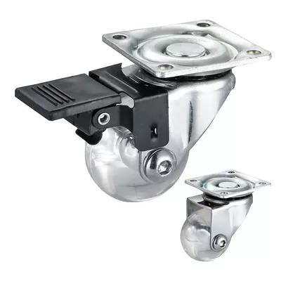 Furniture Casters - 75mm Clear PU Furniture Casters Chrome Painted Soft Castors Swivel With Lock For Living Room